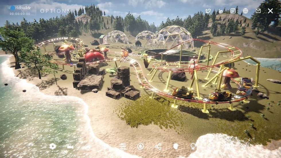 A digital twin simulation of a bee-themed roller coaster, developed in partnership with The Apiary Studios