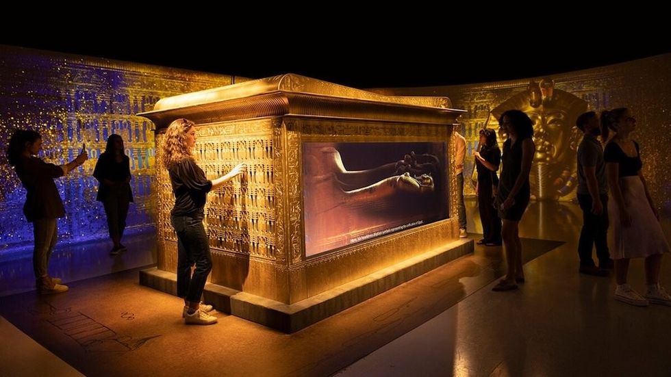 A re-creation of Tutankhamun's inner sarcophagus for a King Tut immersive exhibition