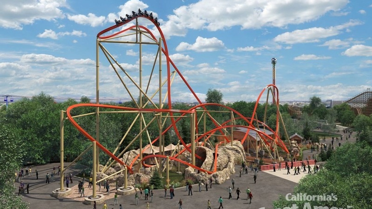 A rendering of the new steel coaster, RailBlazer, at California's Great America