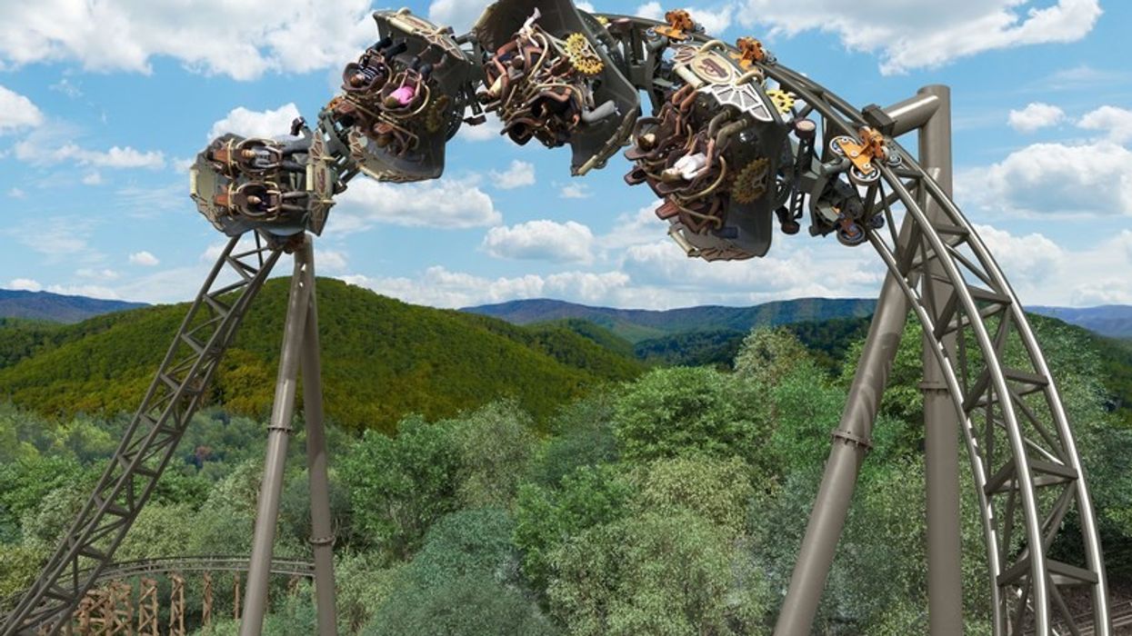 A rendering of time Traveler - the planned spinning coaster for Silver Dollar City.