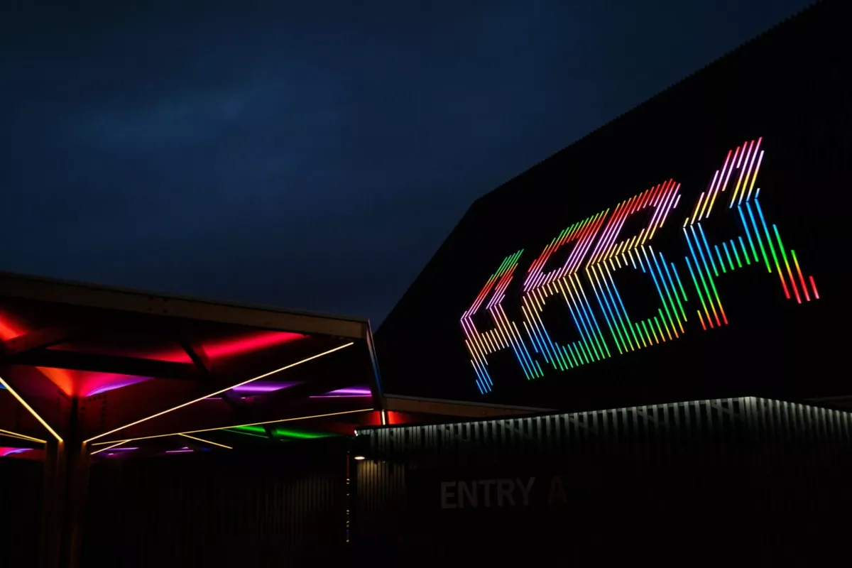 ABBA Arena Exterior housing ABBA Voyage. Constructed by ES Global