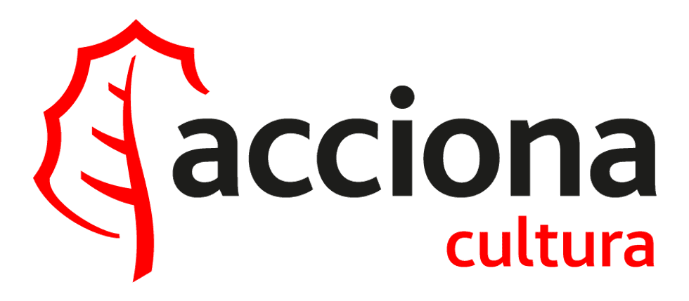 Acciona Cultura logo with a red leaf design on a transparent background.