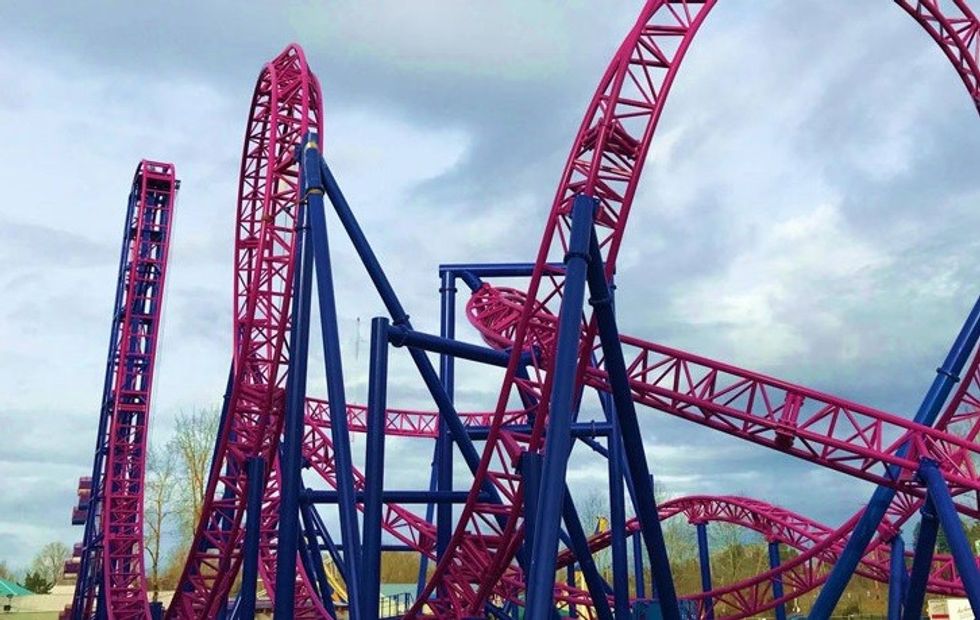 Adrenaline Peak roller coaster at Oaks Amusement Park