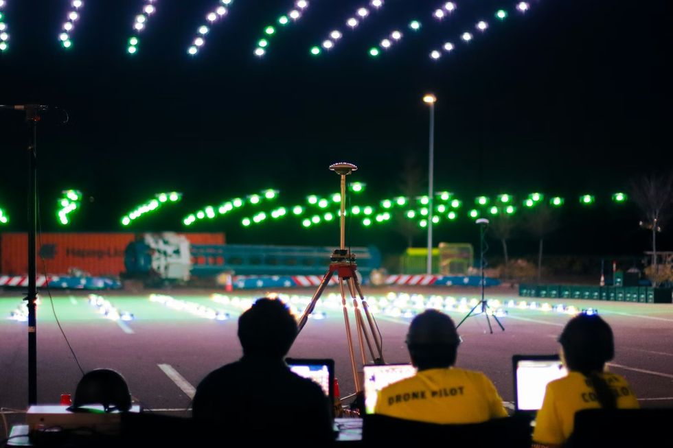 Aerial Illuminations team start up drones