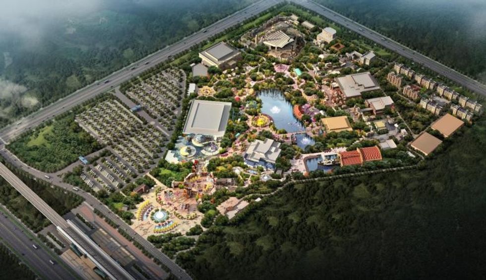 Aerial image of planned Fantawild theme park in Huaian