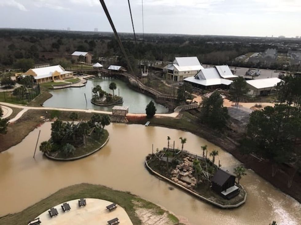 Aerial of Primate Islands & zipline at Alabama Gulf Coast Zoo