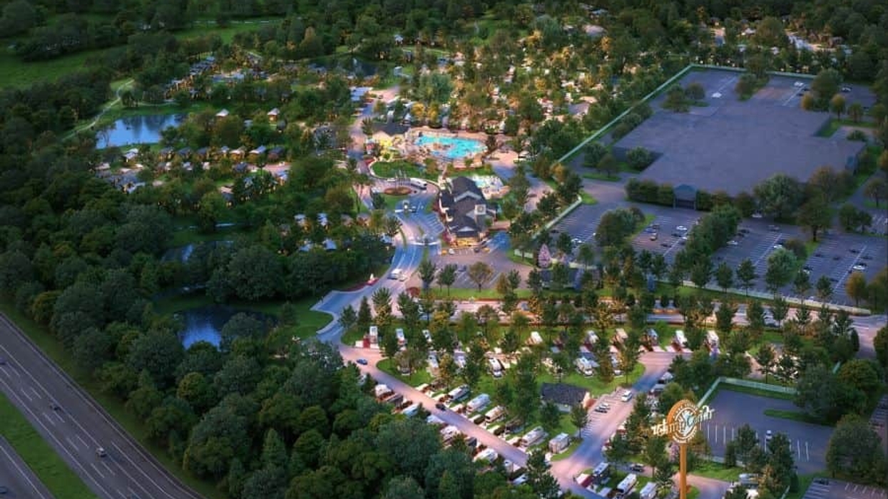 Aerial rendering of Kings Island campsite