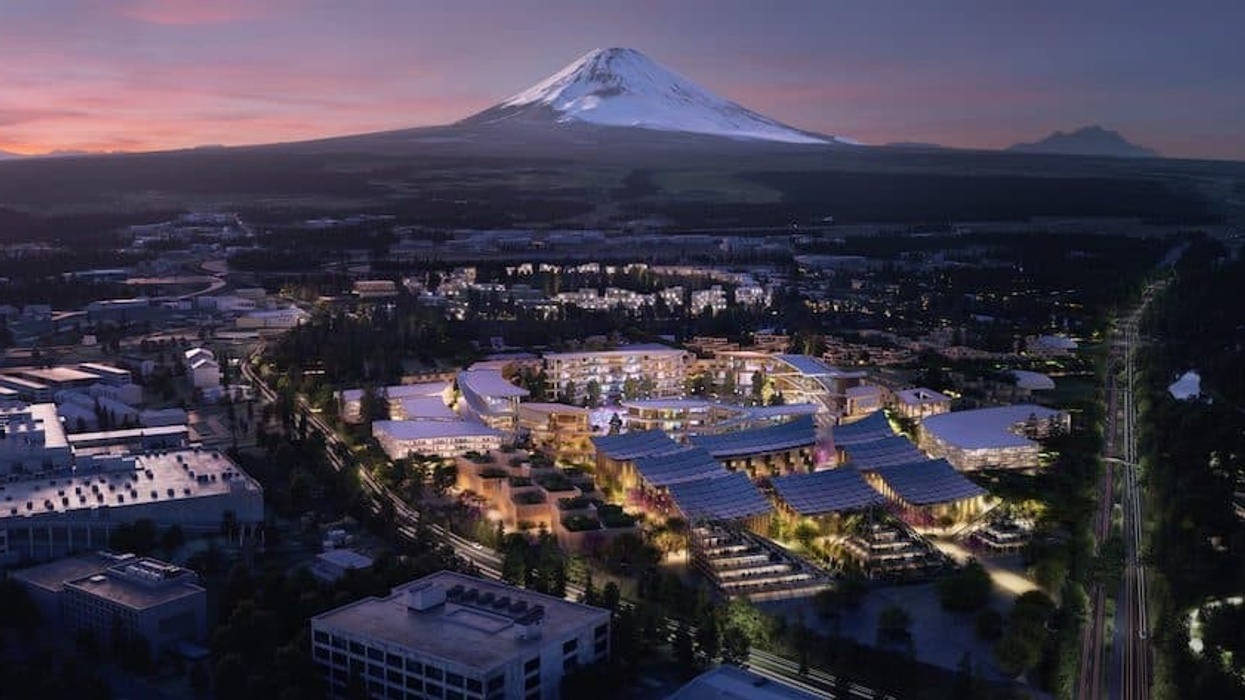 Aerial rendering of Toyota's Woven City