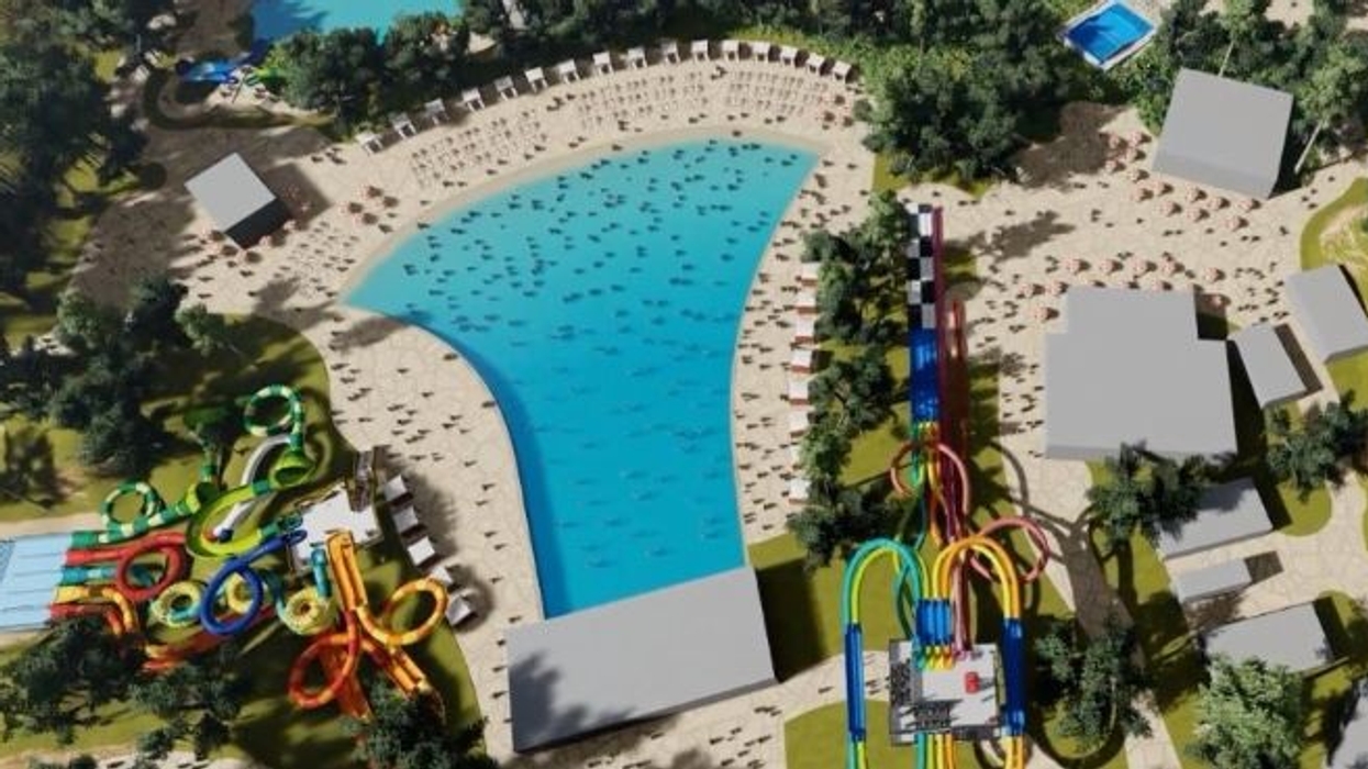 Aerial view of soaky mountains waterpark