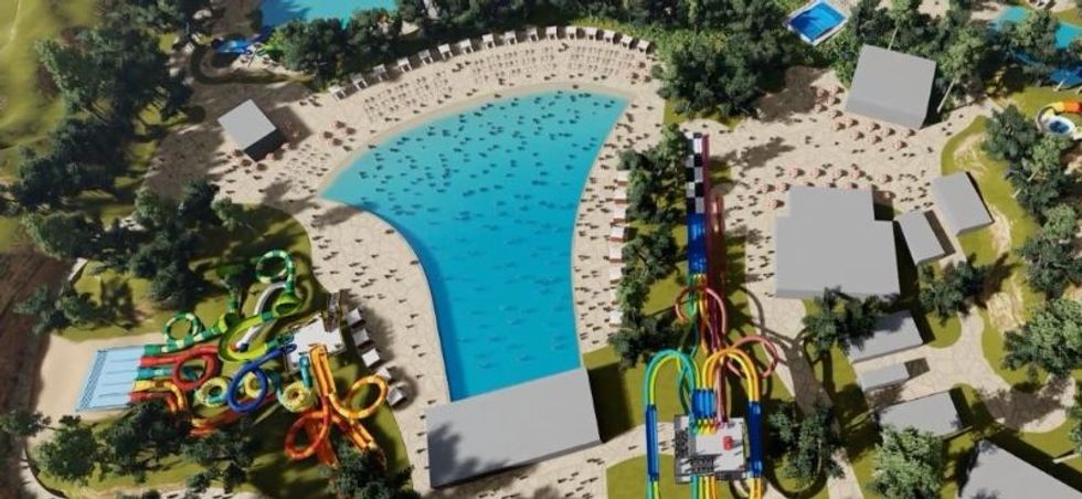 Aerial view of soaky mountains waterpark