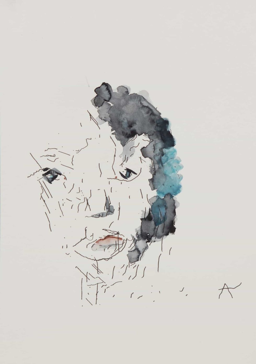 Ai-Da Robot self portrait watercolour 12