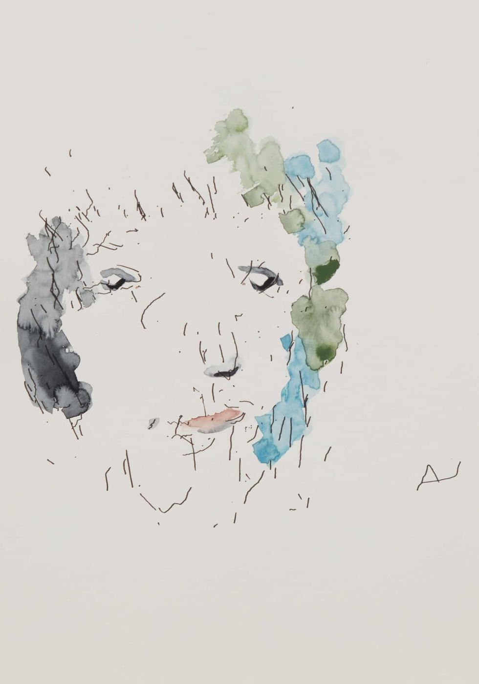 Ai-Da Robot self portrait watercolour