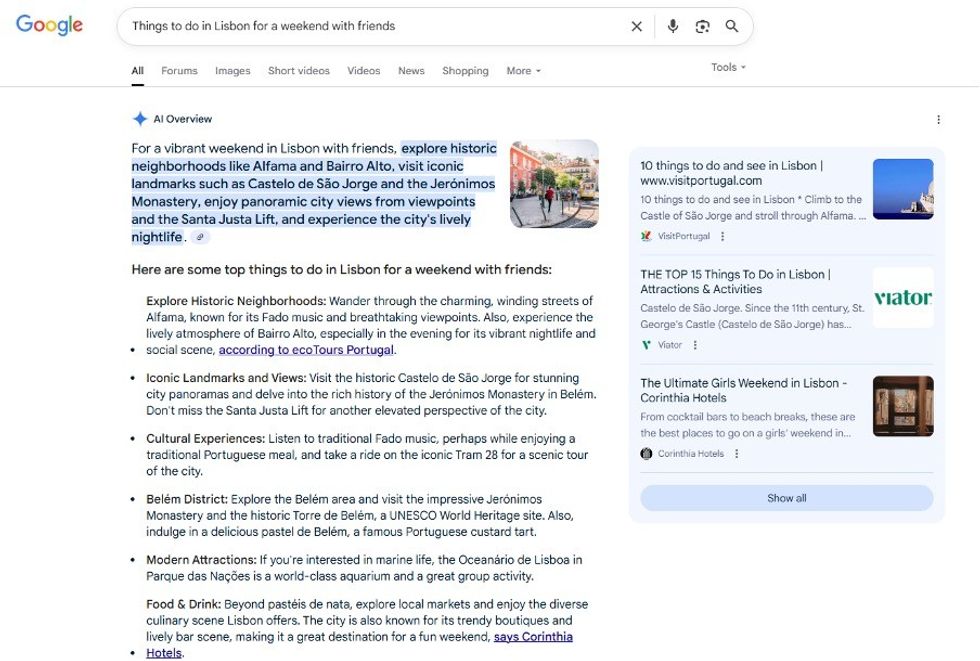 AI search travel planning