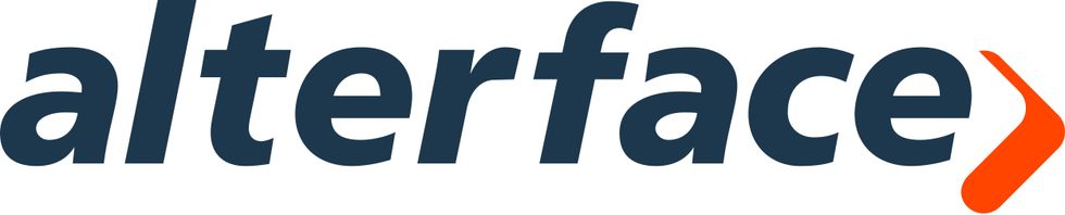 Alterface logo with dark blue text and an orange arrow.