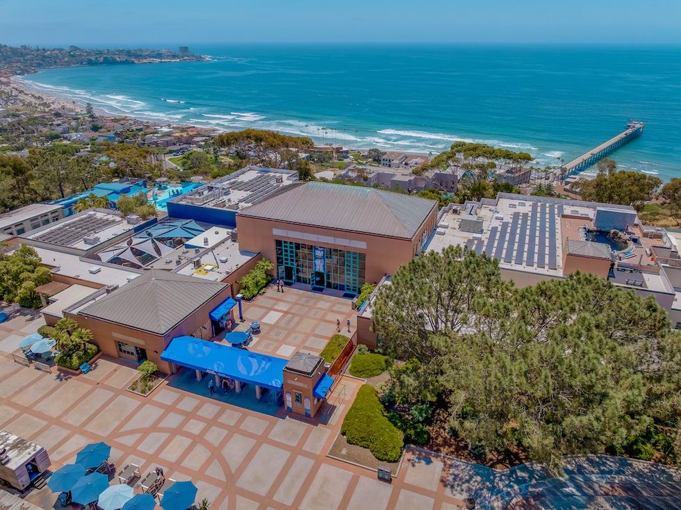 An aerial view of Birch Aquarium at Scripps Institution of Oceanography at UC San Diego