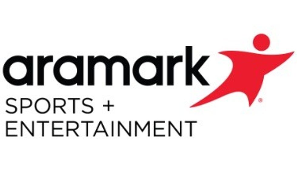 Aramark Sports + Entertainment logo with red stylized figure.