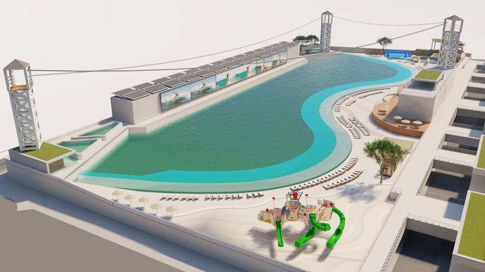Architectural rendering of Surftown wave pool