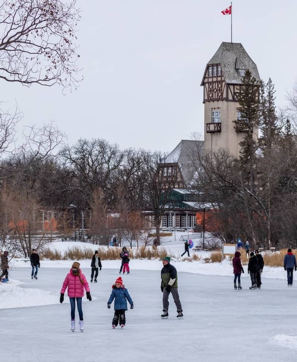Assiniboine Park skaters on Riley Family Duck Pond