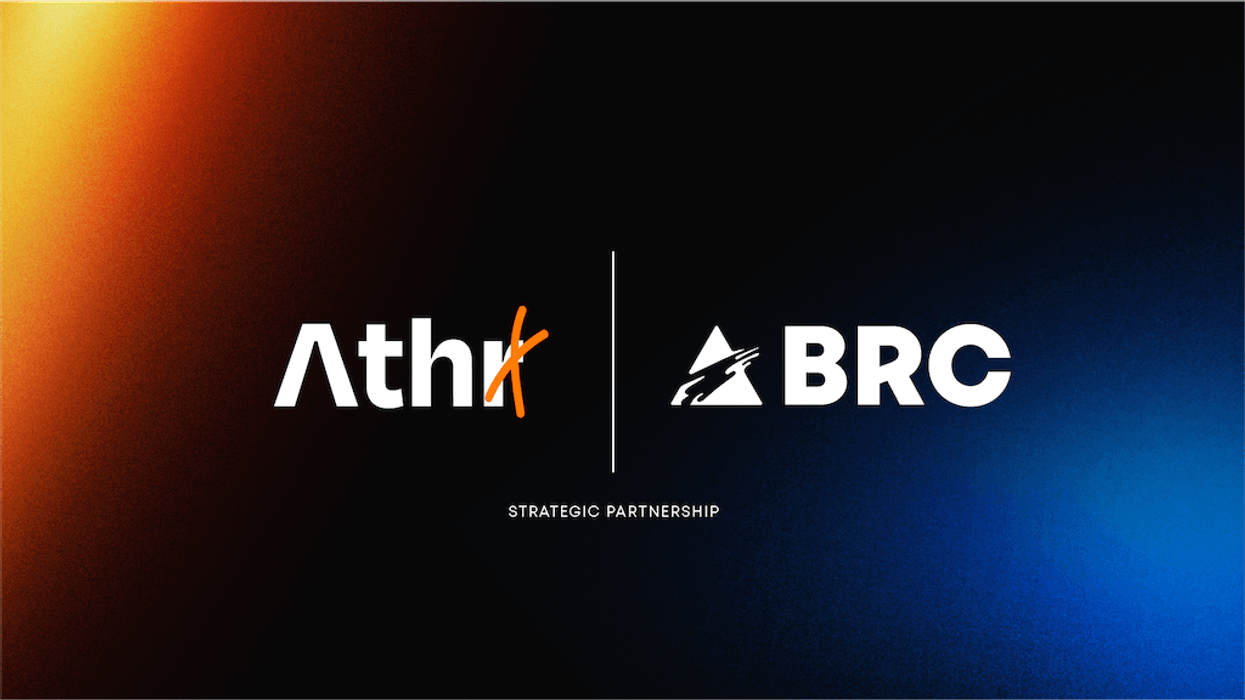 AtharX and BRC logos on a black gradient background, marked "Strategic Partnership."