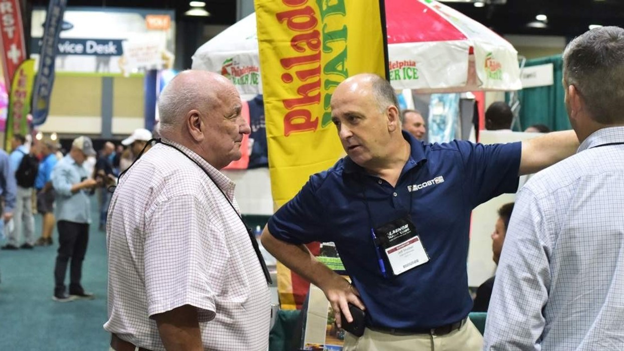 attendees chatting at world waterpark association trade show las vegas