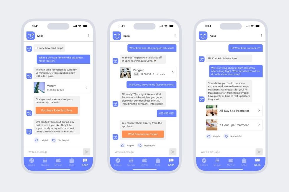 Attractions.io AI assistant screens