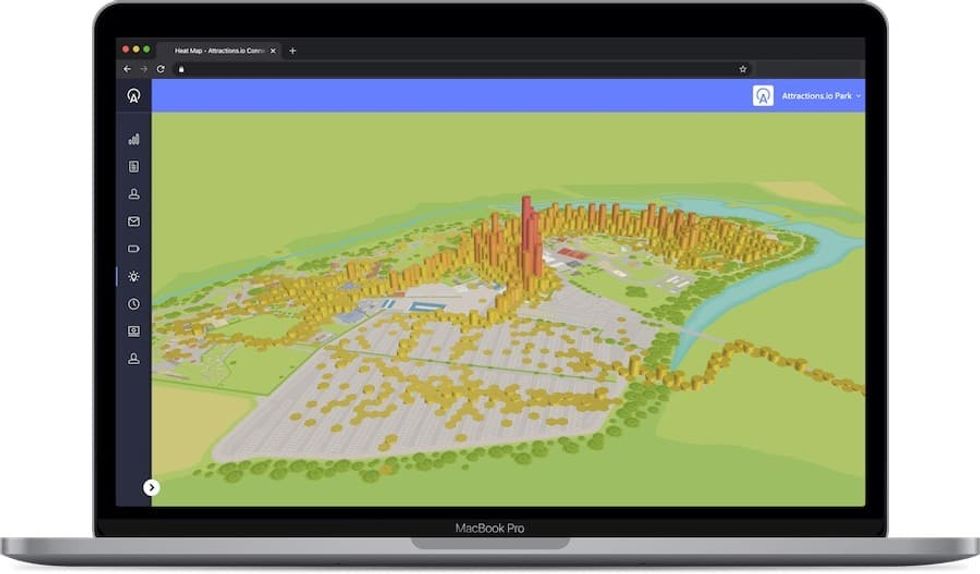 attractions.io screenshot showing heatmap of insights theme park apps