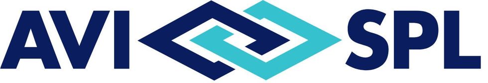 AVI-SPL logo with blue text and an interlocking teal design.