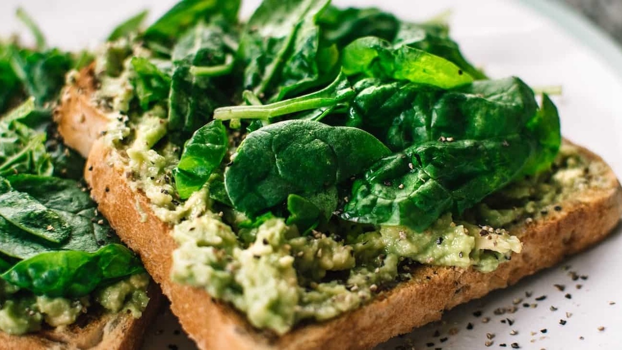 avocado and basil on toast, illustrating the vegan trends