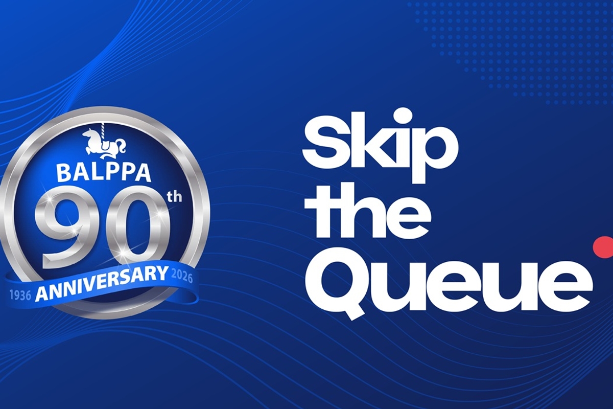 BALPPA 90th Anniversary logo with "Skip the Queue" text on blue background.