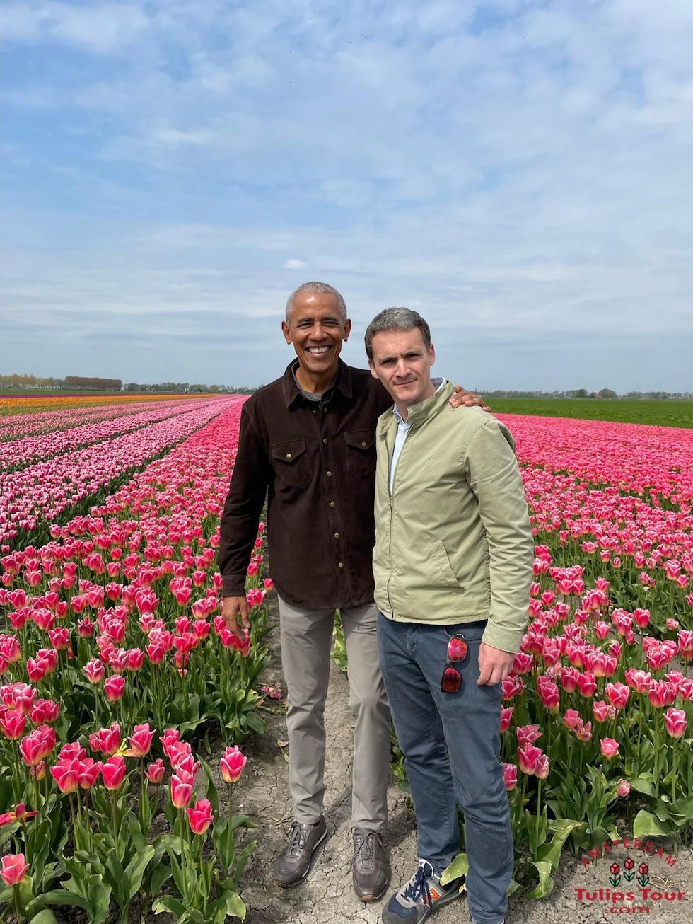 Barack Obama with Amsterdam Tulips Tour founder Rory
