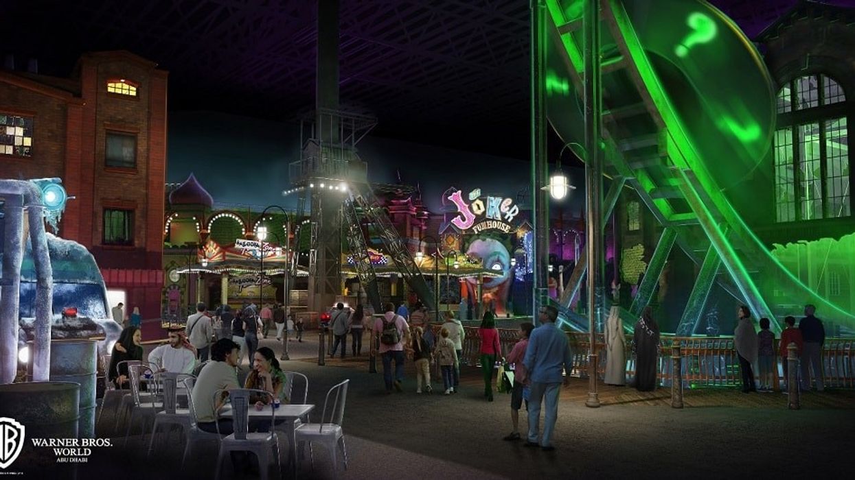 Batman themed area, like Gotham City, at Warner Bros World Abu Dhabi on Yas Island