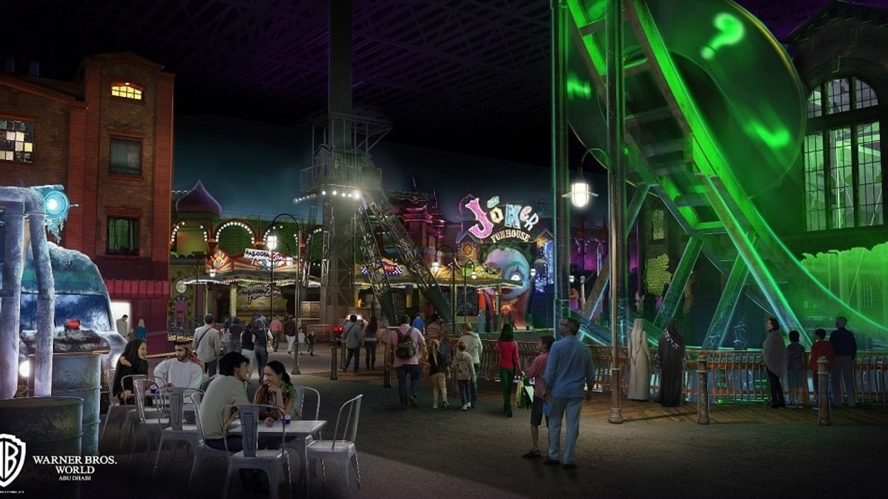 Batman themed area, like Gotham City, at Warner Bros World Abu Dhabi on Yas Island