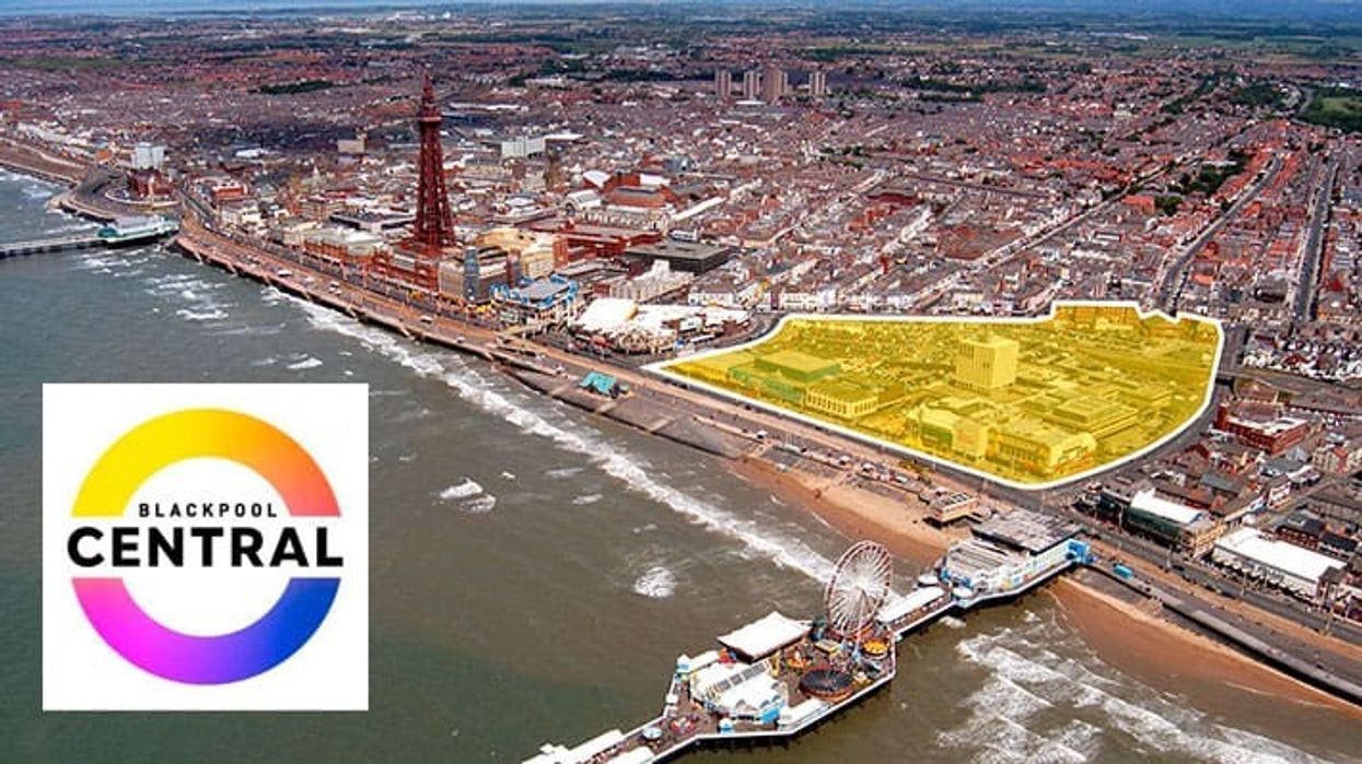 Blackpool Central aerial view with logo