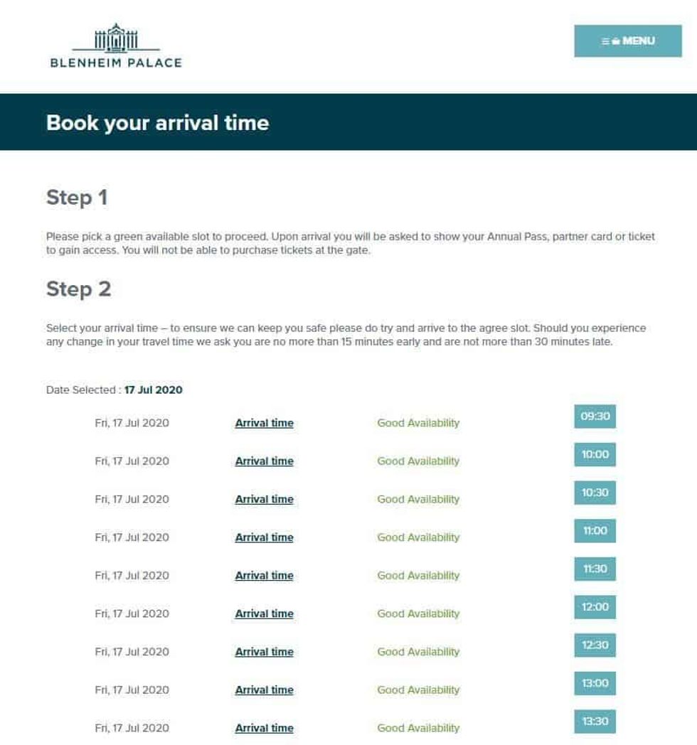 Blenheim timed tickets Vennersys