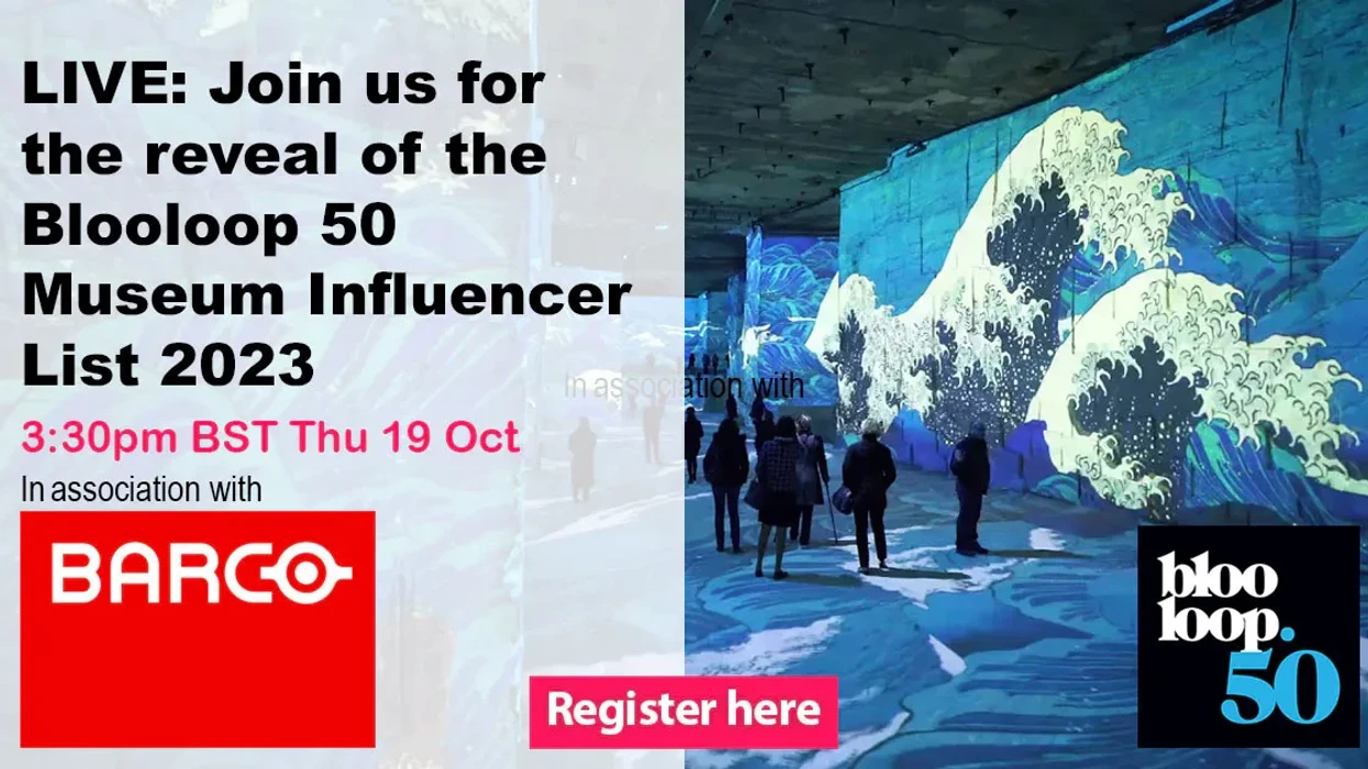 Blooloop 50 Museum influencer 2023 webinar announcement. Join us for the list reveal 3:30pm BST Thu 19 Oct.