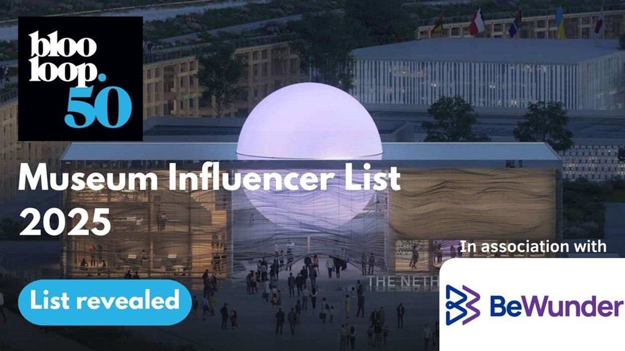 "Blooloop 50 Museum Influencer List 2025 announcement with BeWunder logo and futuristic scene."
