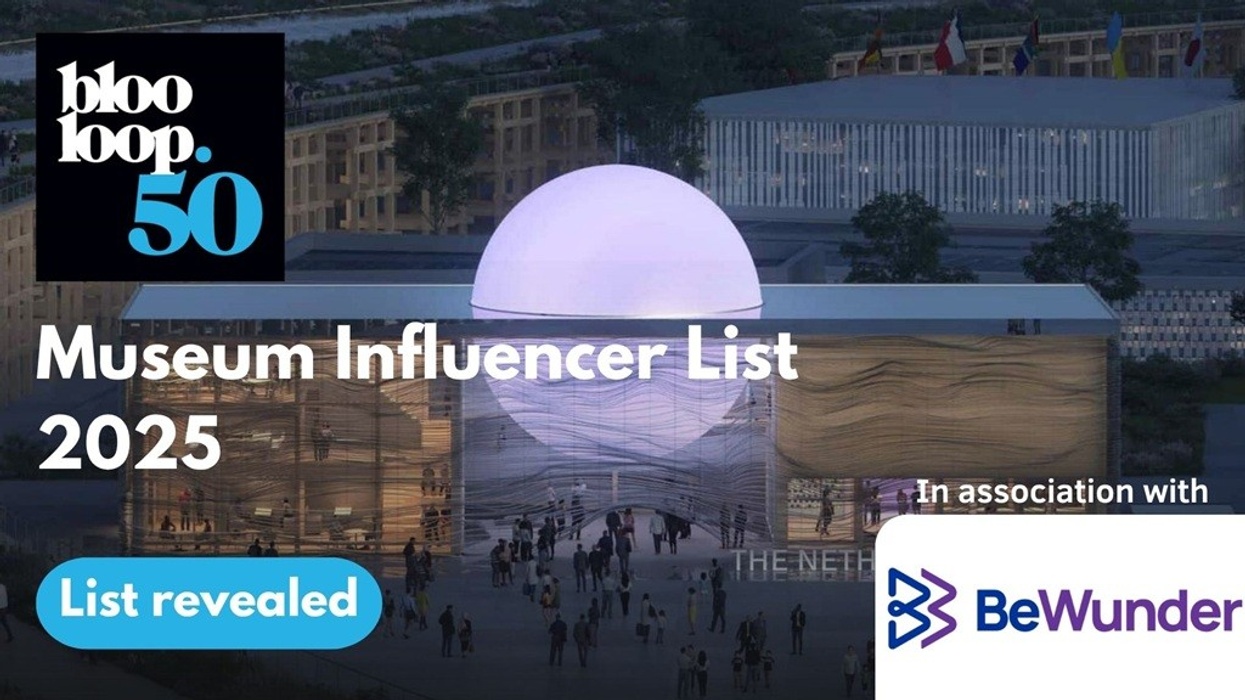 "Blooloop 50 Museum Influencer List 2025 announcement with BeWunder logo and futuristic scene."