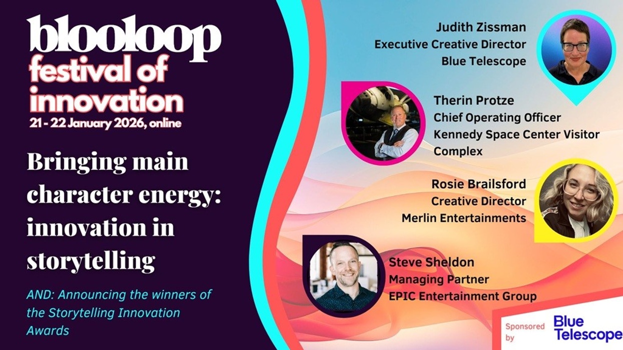 blooloop Festival of Innovation 2026: Innovation in Storytelling speakers and event details.