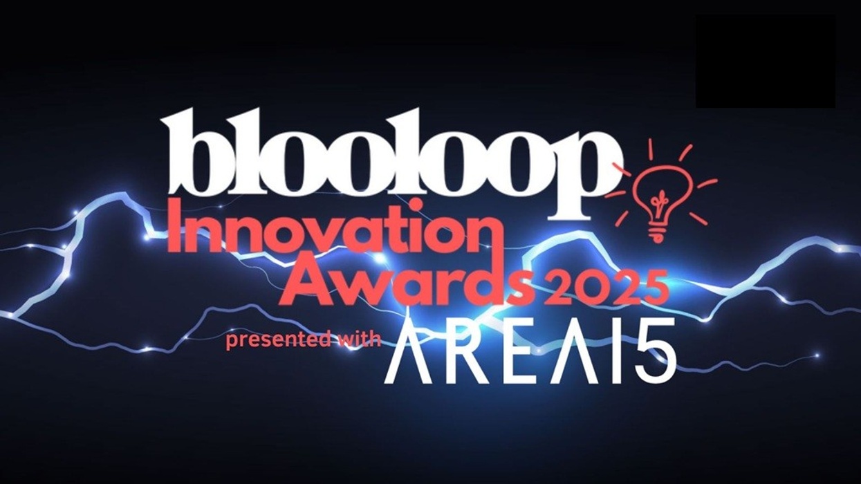 Blooloop Innovation Awards 2025 logo with light bulb and electric design, presented with Area15.