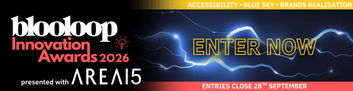 Blooloop Innovation Awards 2026 banner, presented with Area15. Enter now by 28th September.