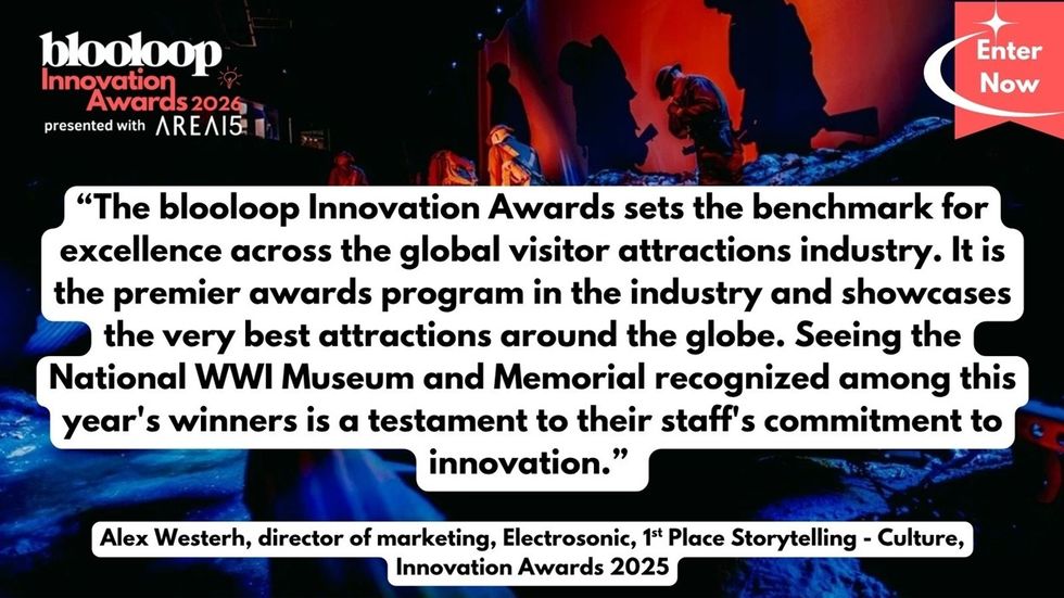 Blooloop Innovation Awards 2026 invitation with a quote about the awards' excellence.