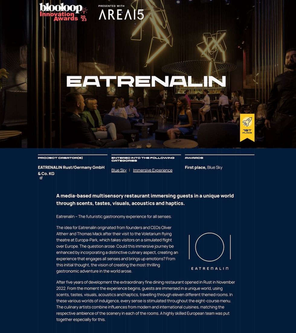 blooloop innovation awards eatrenalin