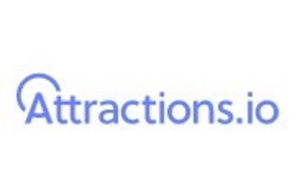 Blue "Attractions.io" logo on a white background.