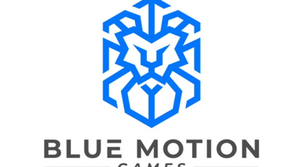 Blue lion head logo above the text "BLUE MOTION GAMES."