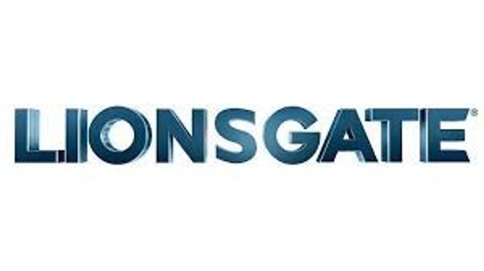 Blue "Lionsgate" logo on a white background.