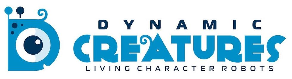 Blue robot-themed logo with text: "Dynamic Creatures: Living Character Robots".