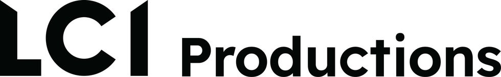 Bold text logo: "LCI Productions" in black on a white background.