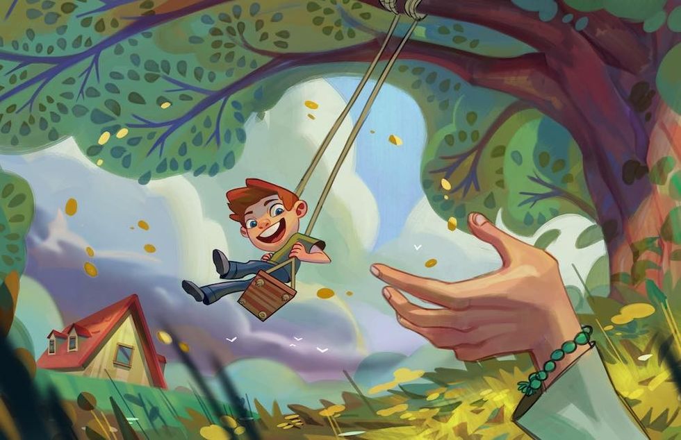 boy on swing concept art forrec
