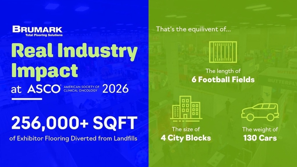 Brumark's flooring impact: 256,000+ sqft diverted from landfills, equal to 6 fields, 4 blocks.