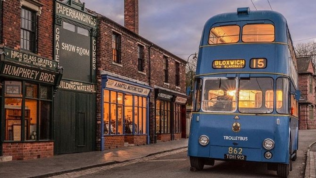 Bus and shops at Black Country Living Museum